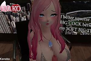 Busty anime inspired cat girl cosplay seductive play