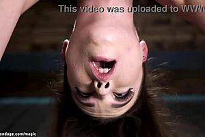 Skinny slave bound tight and vibrated hard in bizarre setup