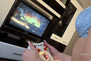 Brother penetrates young girl from behind and she plays video games