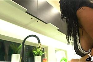 Indulgent steamy encounter by voluptuous Latina maid with her boss’ toy box