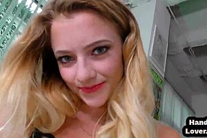 Hj pov amateur teen 18+ jerks off hard dick after striptease