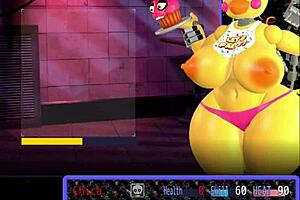 Endo fucks bent over Chica in the FNAF porn game