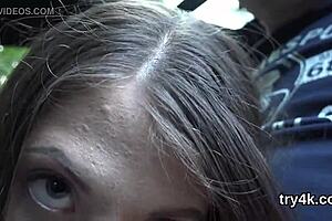 I watch sweet kitten give blowjob in pov, then ream her pink hole