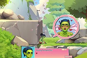 Horny anime girl facesits lucky boy in H game adventure