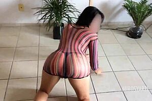 miroslava gatea in red dress, bent over, spanked, and penetrated in her wet pussy, squirting amateur