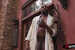 Excuse me sir, you've got your big black cock out for a deepthroat blowjob and interracial fucking