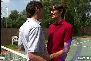 Tennis Jocks Playing Outdoors