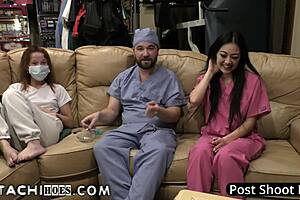patient blaire celeste gets hitachi magic wand orgasms during medical examination at hitachihoescom