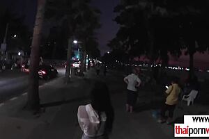 Amateur thai teen 18+ cherry giving a sensual handjob to a big white dick