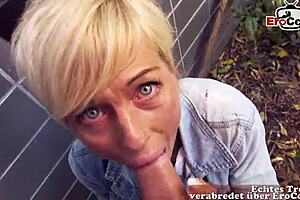 Outdoor POV FUCK with tattooed blonde German MILF!