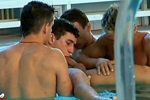 swim coach takes on the team in group session