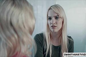 Young assistant munched by MILF boss in OFFICE lesbian kiss