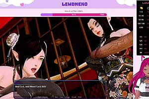 Lesbians give blowjobs and fuck big dicks close up