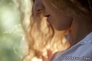 This inked European beauty is masturbating outdoors, looking so glamorous and classy