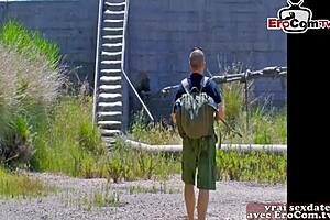 skinny french amateur teen gets outdoor anal for first time