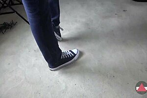 Submissive model is told to show her ass.