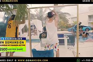 slightly aggressive lesbian gameplay with blonde latina brunette big asses ends hot in ggmansion