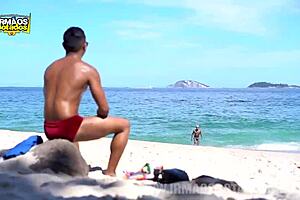 African teen meets brazilian guy on beach for bareback monster cock fuck