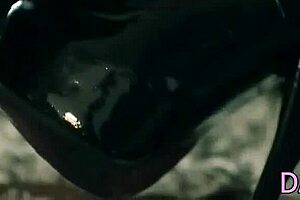 classy european woman gets soaked in jizz from massive cock during masturbation