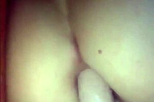 young amateur teen 18+ masturbates with double dildo in her tight ass