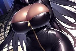 This spy girl with huge tits got arrested outdoors. What happens next?