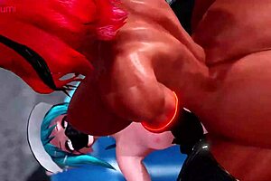 Transsexual gym session turns into raw face fucking and choking