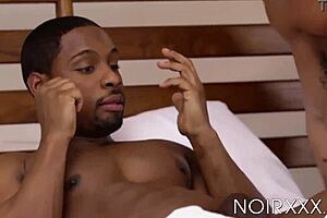 DeAngelo Jackson barebacks inked gay Elijah Wilde with his big black cock in hardcore interracial deepthroat action. 😈🍆