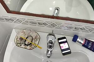 gardener finds boss's phone, jerks off in bathroom