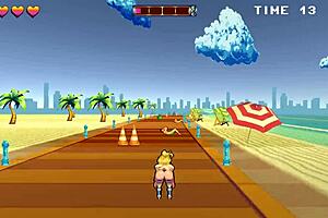 Curvy roller babe moans in hentai game