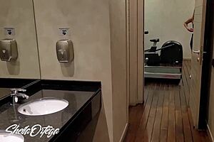 These lesbians got hot in the gym and said, Let's go to the bathroom to fuck.