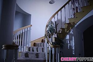 teenager sucks cock in hardcore threesome blowjob