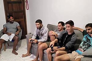 yo, got friends over for videogames, ended in wild orgy with juninho and henrique.
