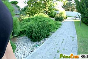 Marina Visconti practices tit wanks outside!