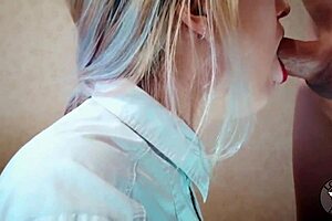 Student Stepsister Sucks Big Dick After Classes With Deepthroat Sloppy Blowjob