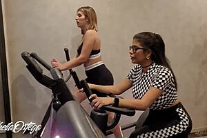 These lesbians got hot in the gym and said, Let's go to the bathroom to fuck.