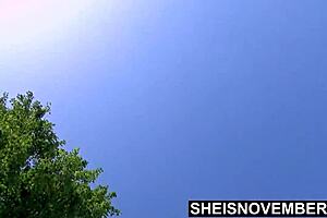 Hot Ebony Msnovember Undresses at the Pool, Pulls Down Panties, Jiggles Bubble Butt Cheeks Naked