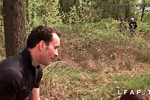 yo, watch this french babe get pounded in a wild outdoor gangbang!