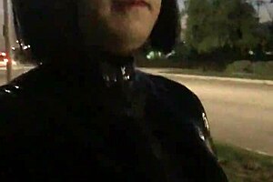 Cd walks in latex with vibrator