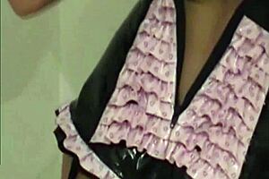 these shiny gold pvc panties fit perfectly on the babe