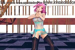MMD Pink Cat Touhou R-18 Anime Featuring Huge Boobs and Lingerie