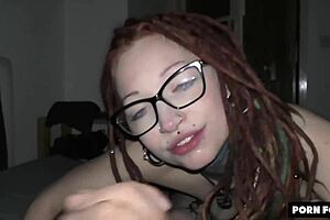 Cheerful Scottish woman and BDSM darling Jezzi Cat sucks her boyfriend’s masculinity