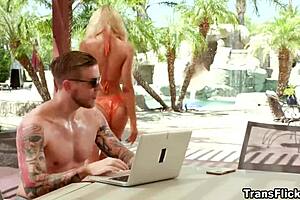 Brittney Kade and Steve Rickz’s passionate poolside scene with anal and deep throat sex