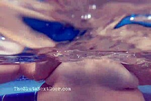 Two bbws relax in the pool, enjoying some playful touches.