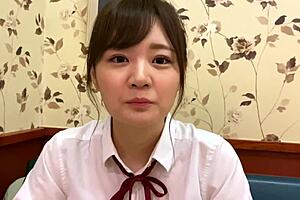 Cheerful Cute Japanese JK Loves Naughty Play, Fantasizes About Creampie Sex with Older Man Using Toy
