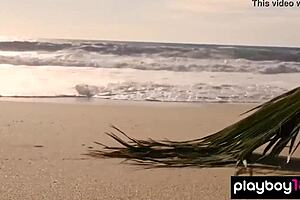 Busty Inked Beauty Stripping Bikini On Beach 😍