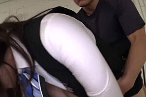 asian babe blows and fucks big cock.