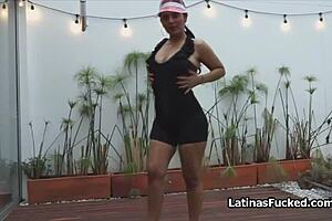Casting of Amateur Latina Camilla masturbating, fingering and playing with her pussy