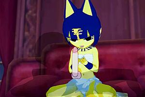 In the bedroom Ankha gets off on sexual intercourse on top