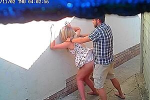 Amateur couple got nabbed on camera going at it outdoors