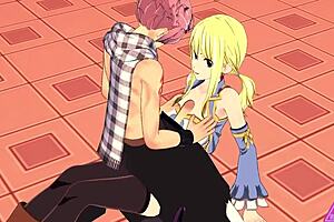 lucy natsu gives blowjob and handjob in hentai